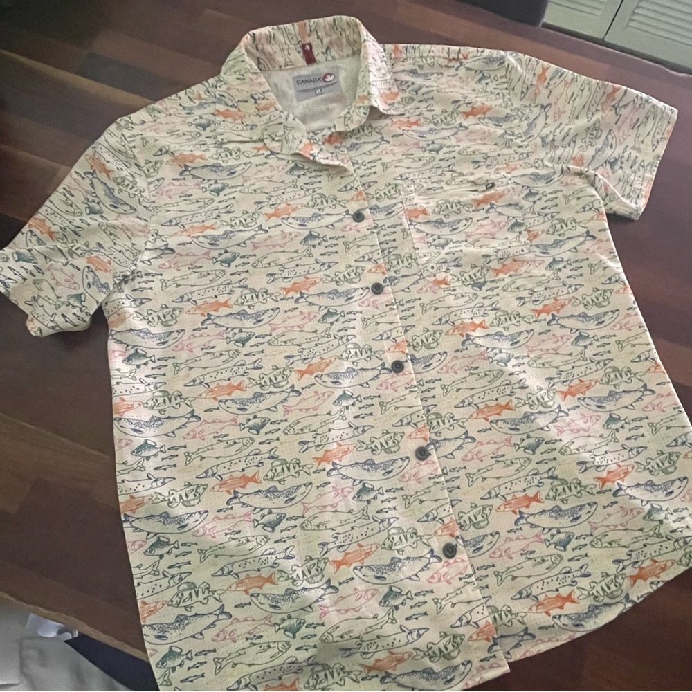 Fish Print Men's Shirt - Multicolor